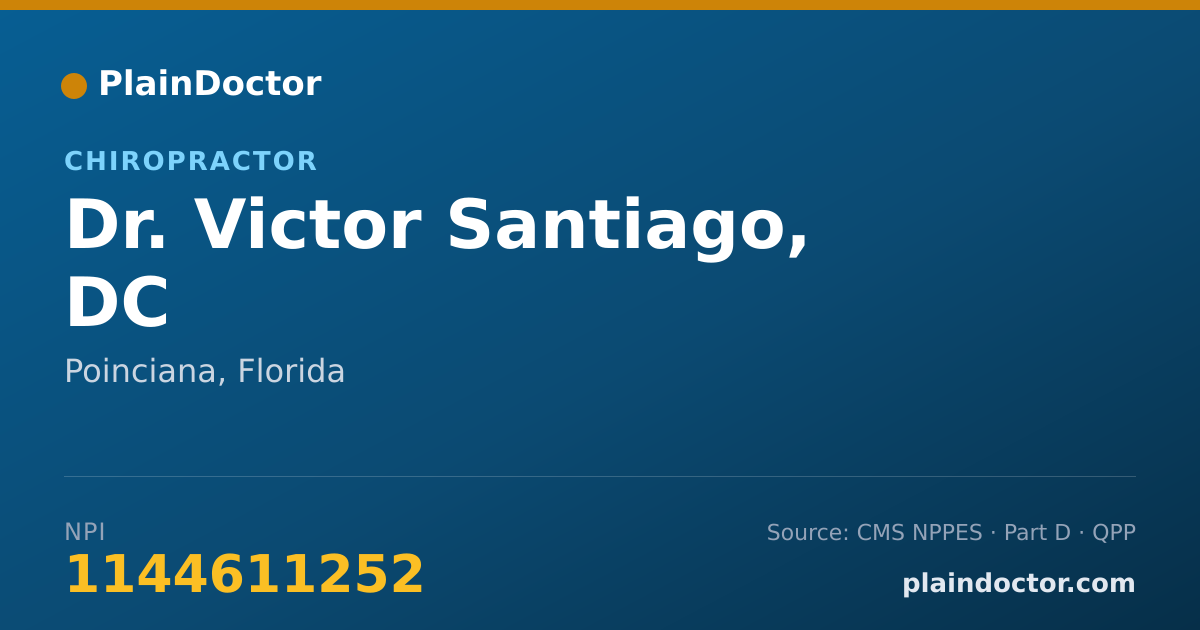 Shareable card for Victor Santiago, DC - Chiropractor, Poinciana, FL