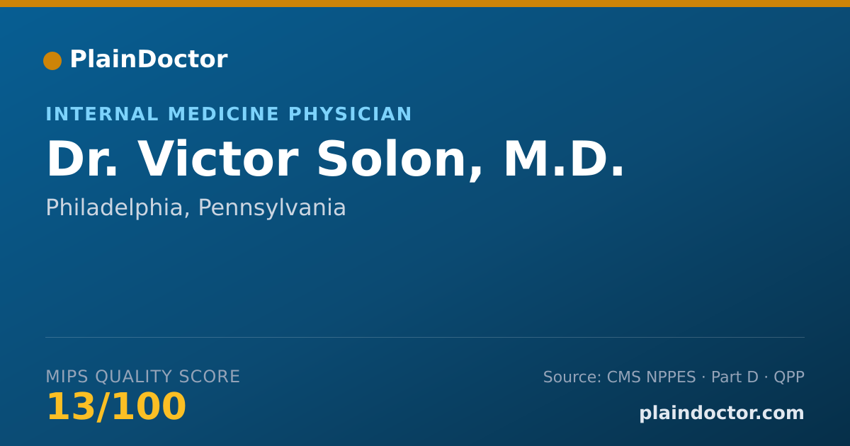 Shareable card for Victor Solon, M.D. - Internal Medicine Physician, Philadelphia, PA
