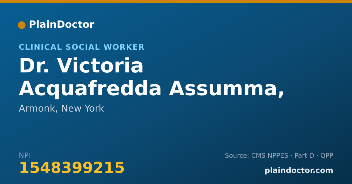 Shareable card for Victoria Acquafredda Assumma, LCSW-R - Clinical Social Worker, Armonk, NY