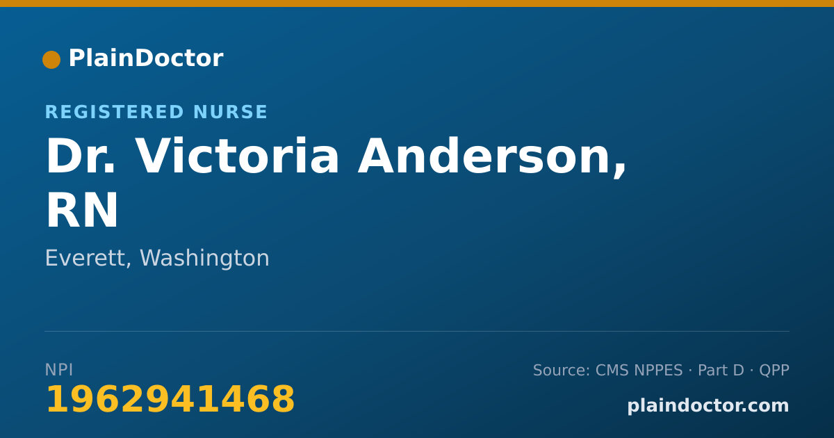 Shareable card for Victoria Anderson, RN - Registered Nurse, Everett, WA