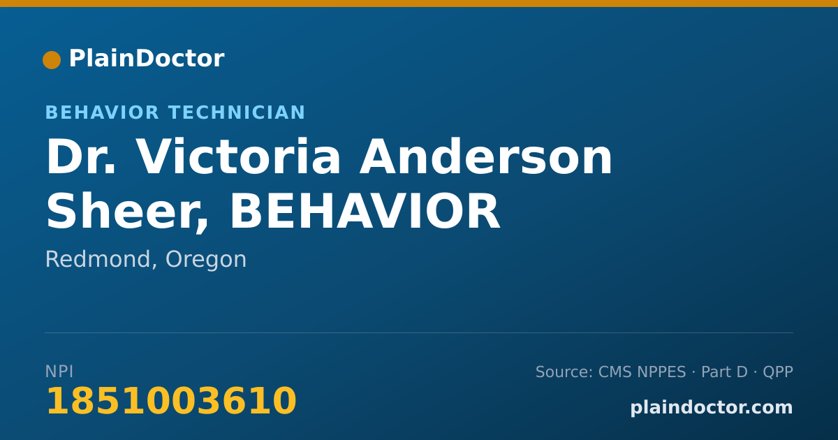 Shareable card for Victoria Anderson Sheer, BEHAVIOR TECHNICIAN - Behavior Technician, Redmond, OR