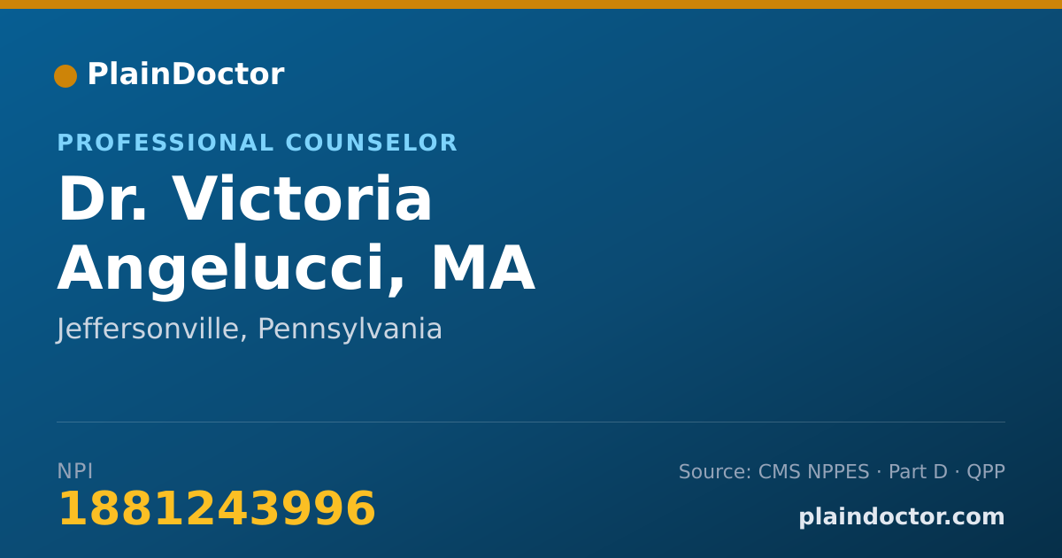 Shareable card for Victoria Angelucci, MA - Professional Counselor, Jeffersonville, PA