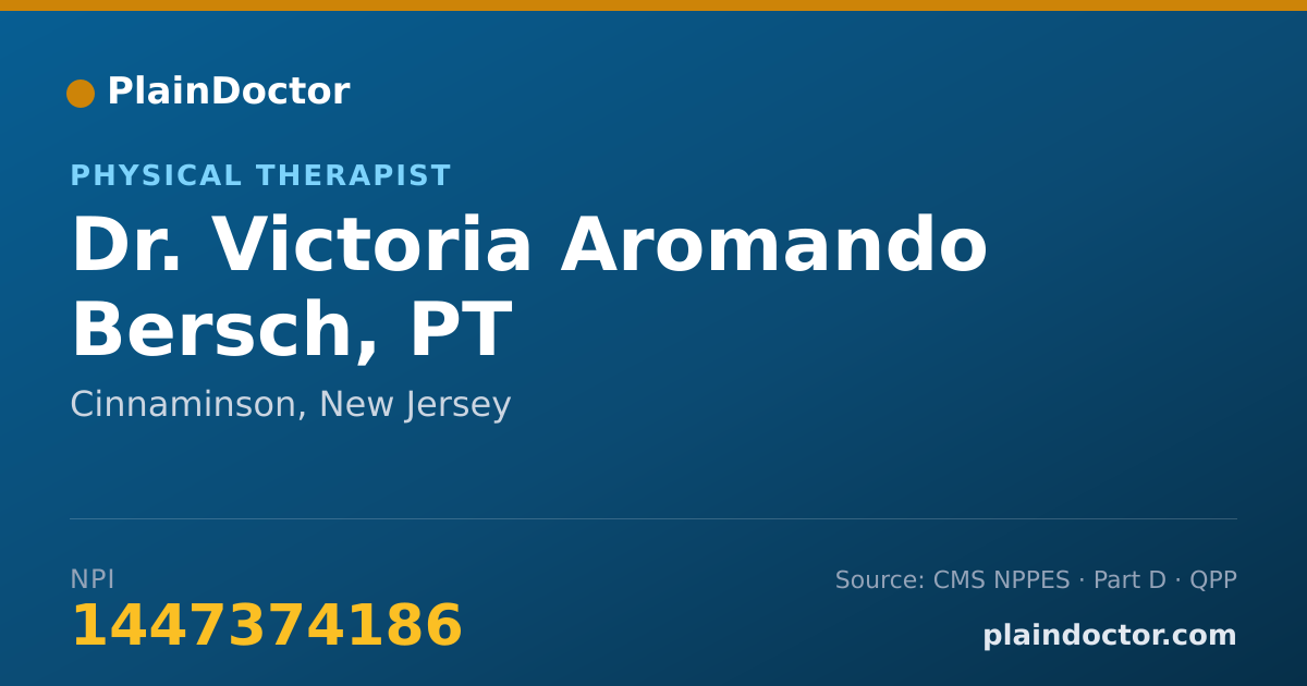 Shareable card for Victoria Aromando Bersch, PT - Physical Therapist, Cinnaminson, NJ
