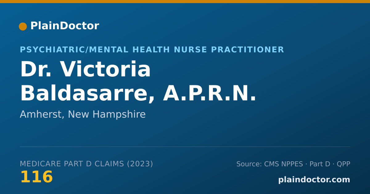 Shareable card for Victoria Baldasarre, A.P.R.N. - Psychiatric/Mental Health Nurse Practitioner, Amherst, NH