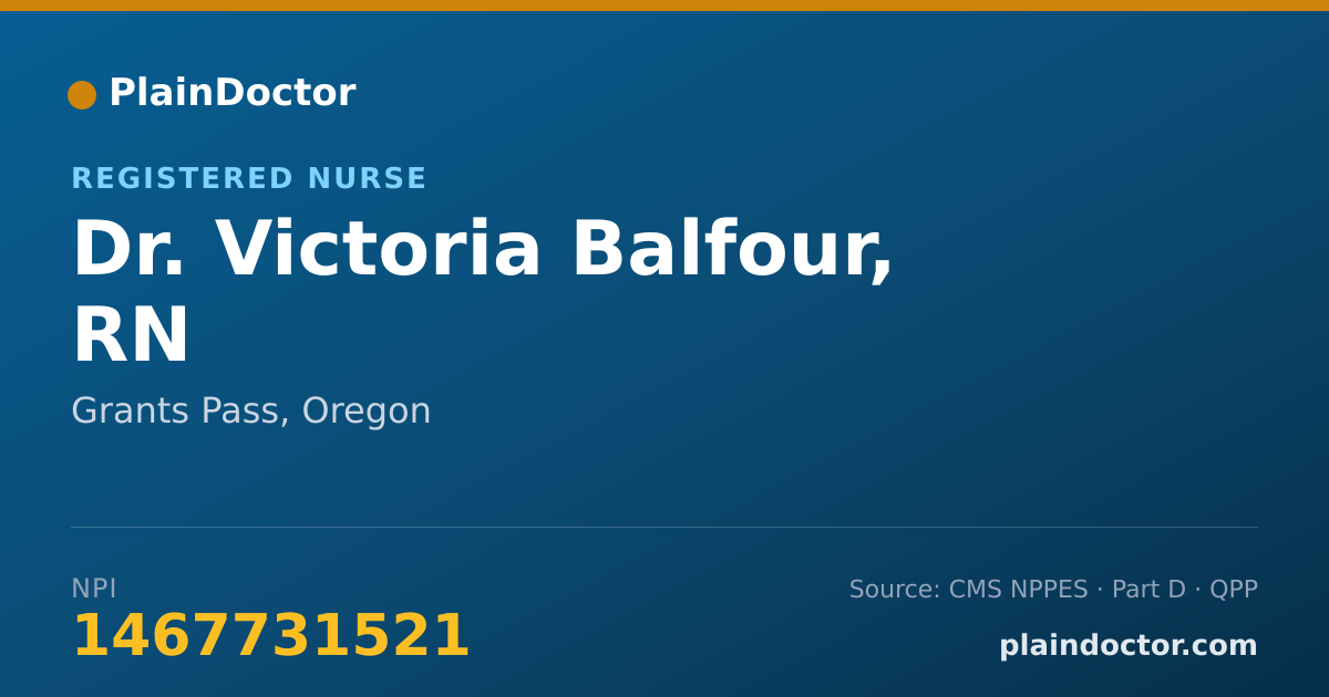 Shareable card for Victoria Balfour, RN - Registered Nurse, Grants Pass, OR