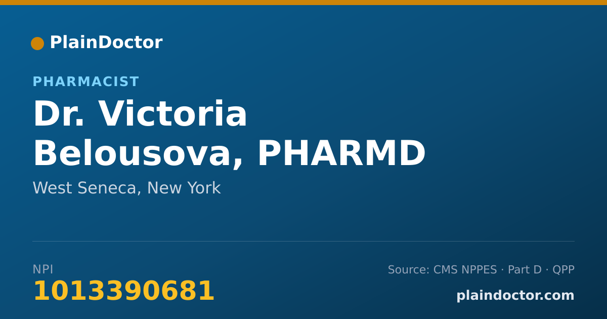 Shareable card for Victoria Belousova, PHARMD - Pharmacist, West Seneca, NY