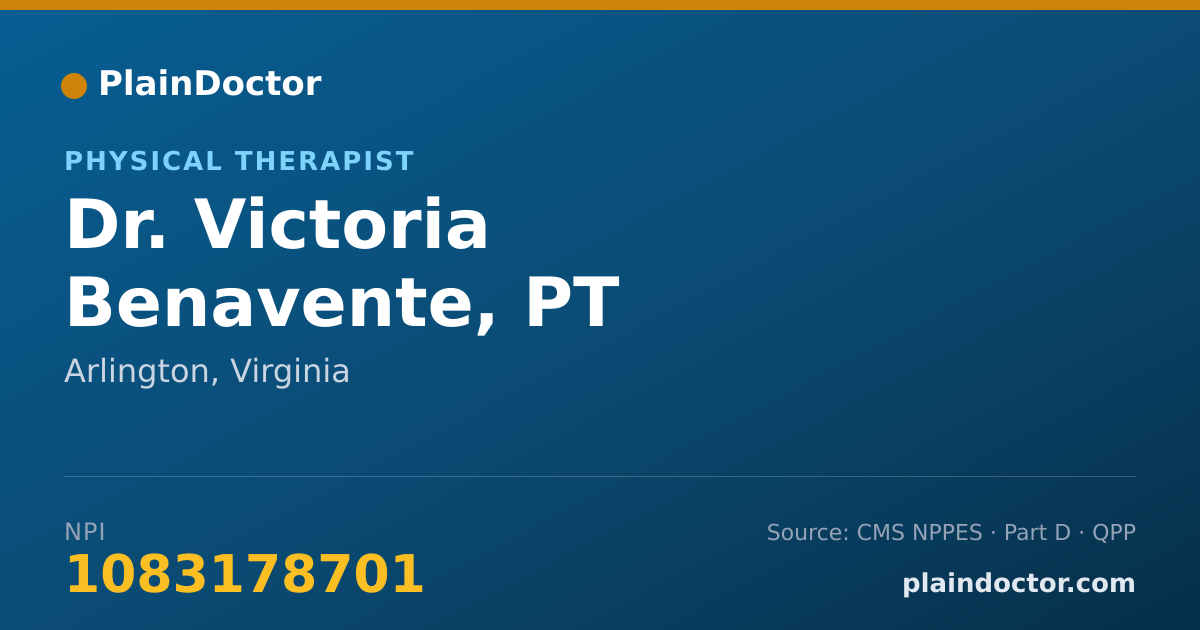 Shareable card for Victoria Benavente, PT - Physical Therapist, Arlington, VA