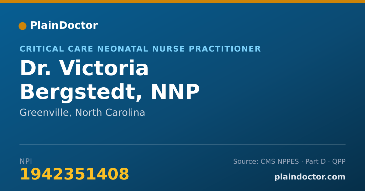 Shareable card for Victoria Bergstedt, NNP - Critical Care Neonatal Nurse Practitioner, Greenville, NC