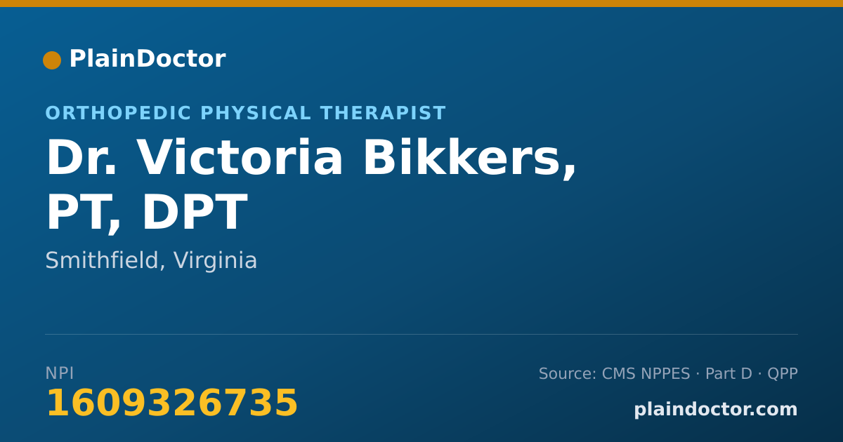 Shareable card for Victoria Bikkers, PT, DPT - Orthopedic Physical Therapist, Smithfield, VA