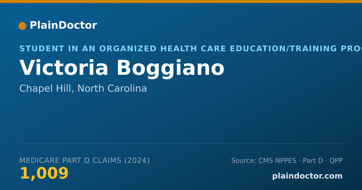Shareable card for Victoria Boggiano - Student in an Organized Health Care Education/Training Program, Chapel Hill, NC