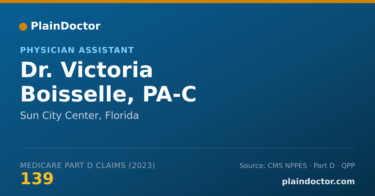 Shareable card for Victoria Boisselle, PA-C - Physician Assistant, Sun City Center, FL