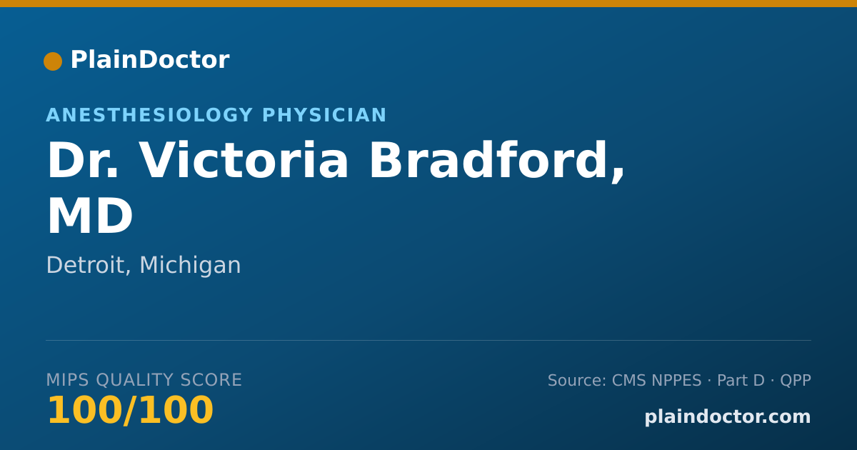 Shareable card for Victoria Bradford, MD - Anesthesiology Physician, Detroit, MI