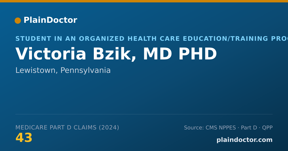 Shareable card for Victoria Bzik, MD PHD - Student in an Organized Health Care Education/Training Program, Lewistown, PA