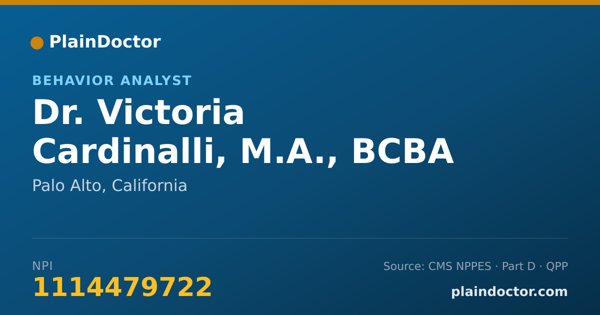 Shareable card for Victoria Cardinalli, M.A., BCBA - Behavior Analyst, Palo Alto, CA