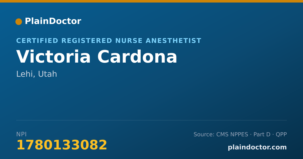 Shareable card for Victoria Cardona - Certified Registered Nurse Anesthetist, Lehi, UT