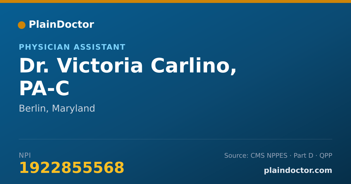 Shareable card for Victoria Carlino, PA-C - Physician Assistant, Berlin, MD