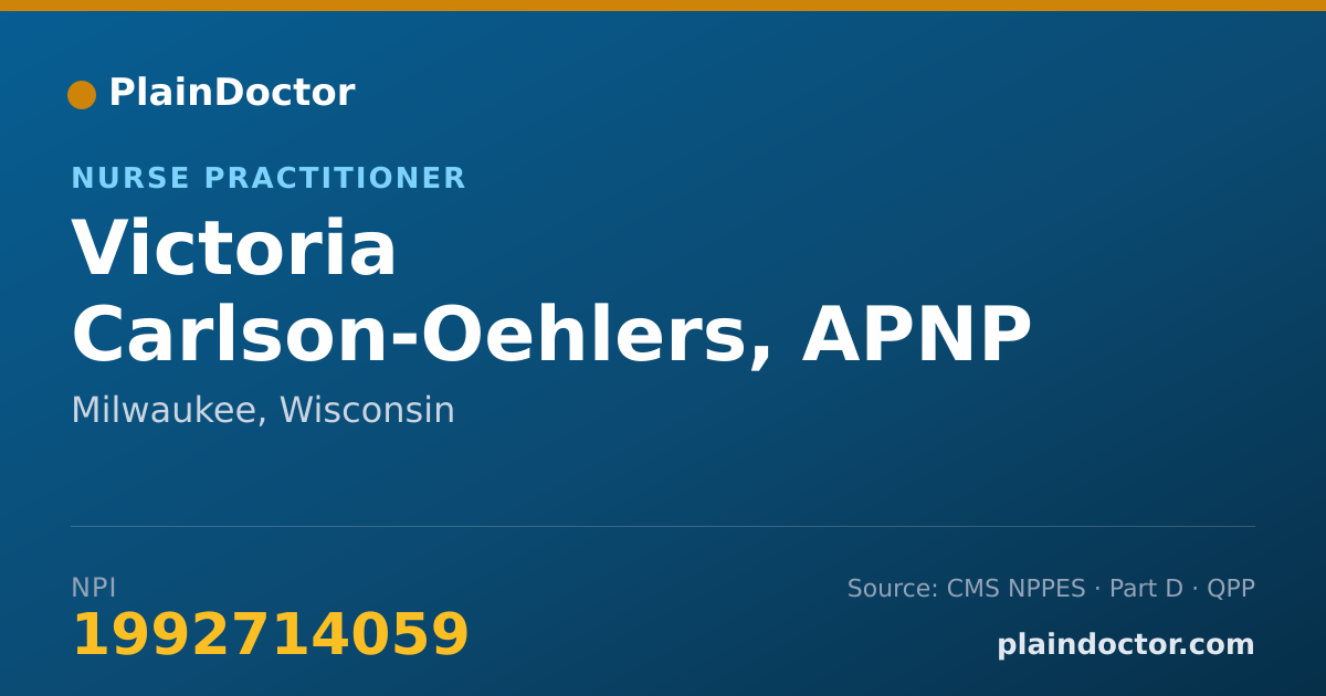 Shareable card for Victoria Carlson-Oehlers, APNP - Nurse Practitioner, Milwaukee, WI