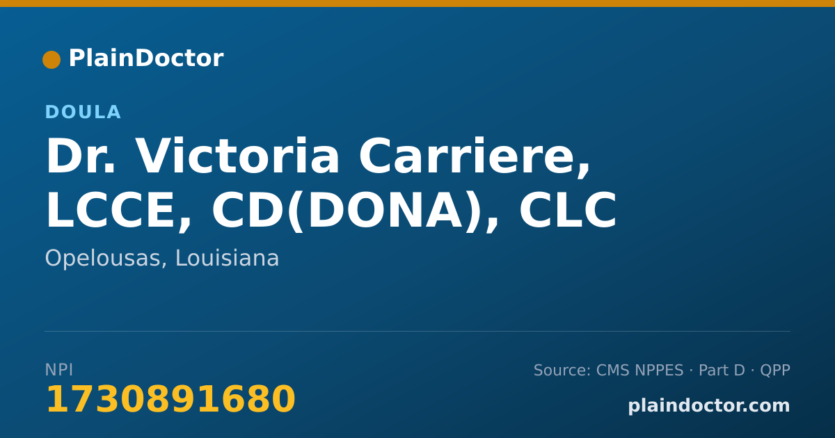 Shareable card for Victoria Carriere, LCCE, CD(DONA), CLC - Doula, Opelousas, LA