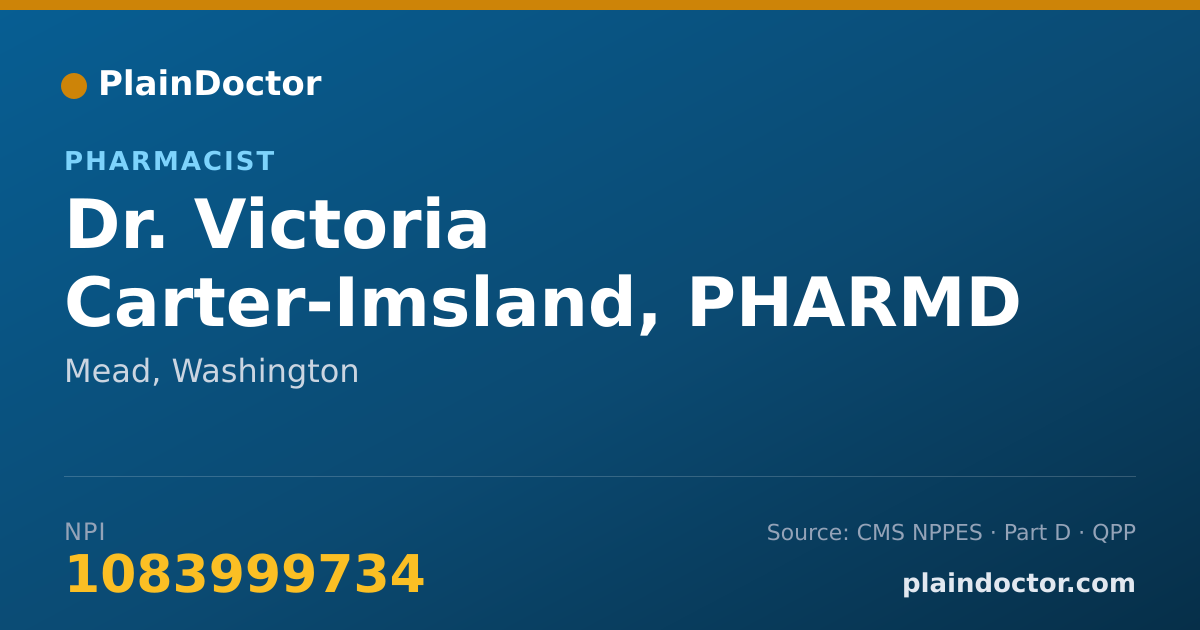 Shareable card for Victoria Carter-Imsland, PHARMD - Pharmacist, Mead, WA