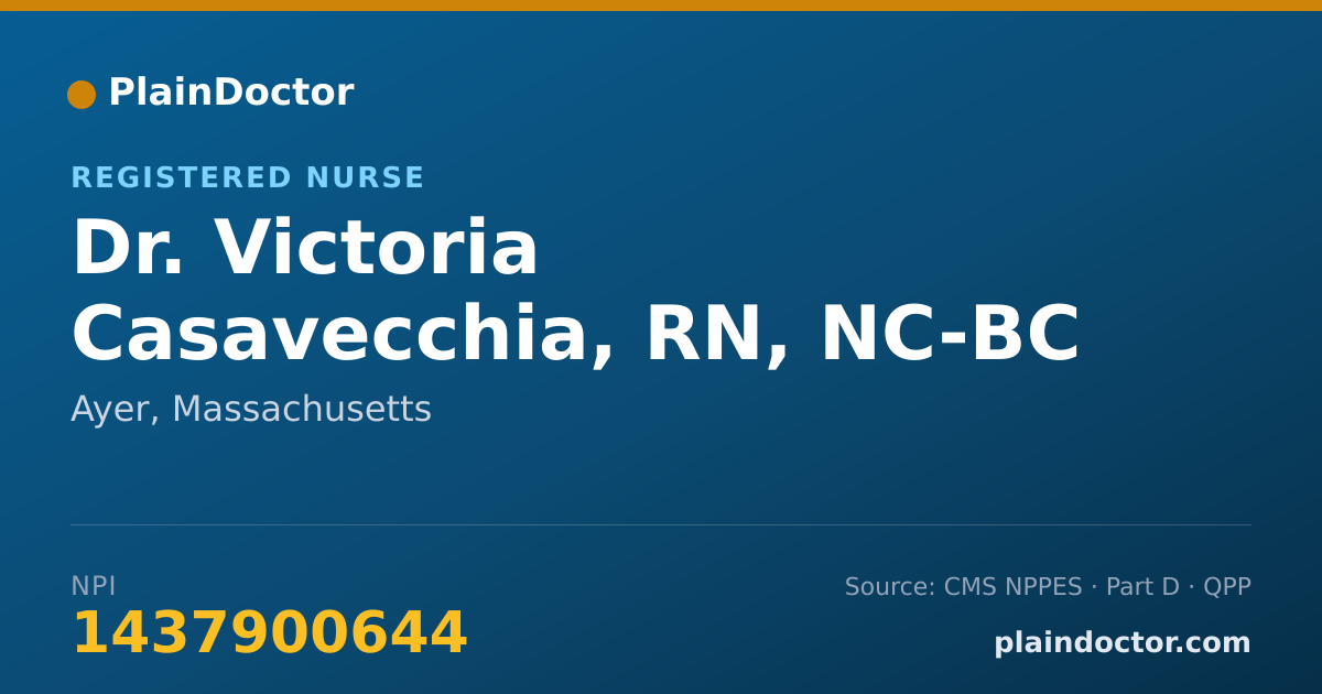 Shareable card for Victoria Casavecchia, RN, NC-BC - Registered Nurse, Ayer, MA