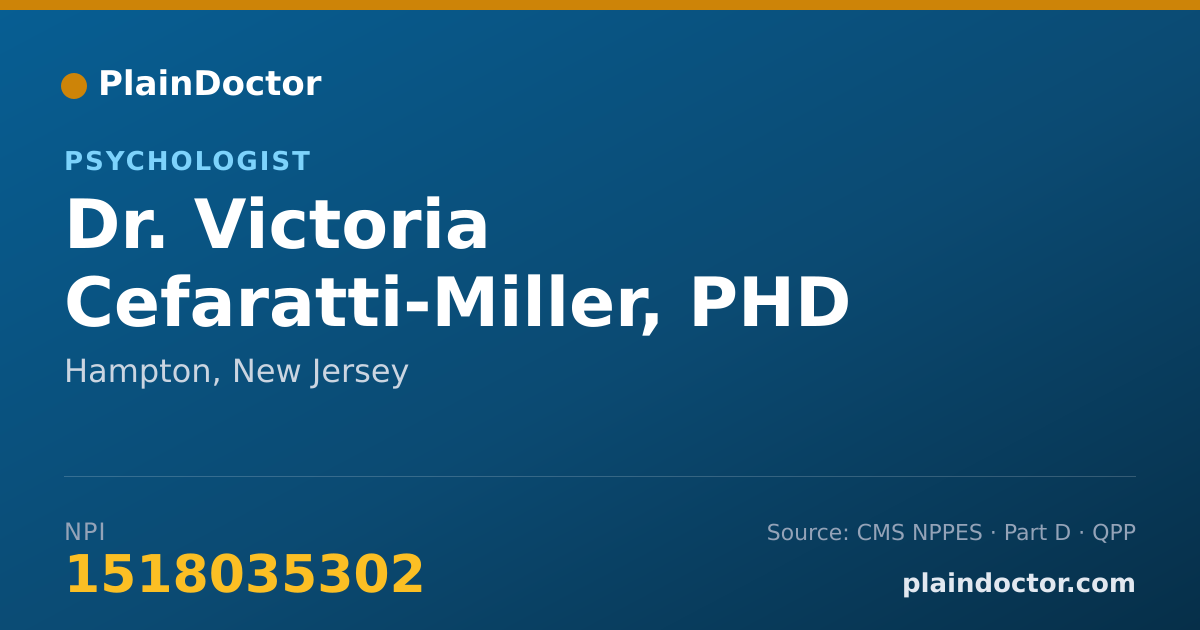 Shareable card for Victoria Cefaratti-Miller, PHD - Psychologist, Hampton, NJ
