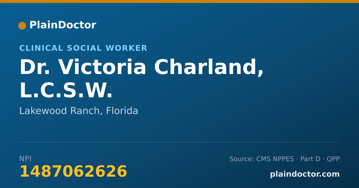 Shareable card for Victoria Charland, L.C.S.W. - Clinical Social Worker, Lakewood Ranch, FL