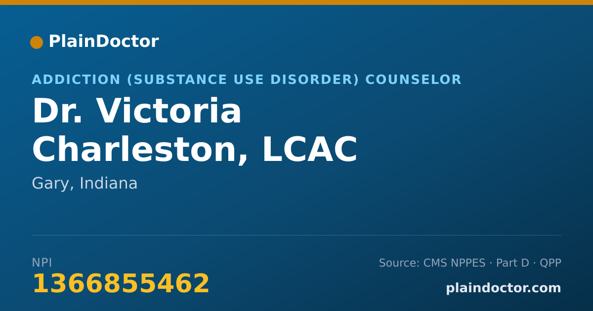 Shareable card for Victoria Charleston, LCAC - Addiction (Substance Use Disorder) Counselor, Gary, IN