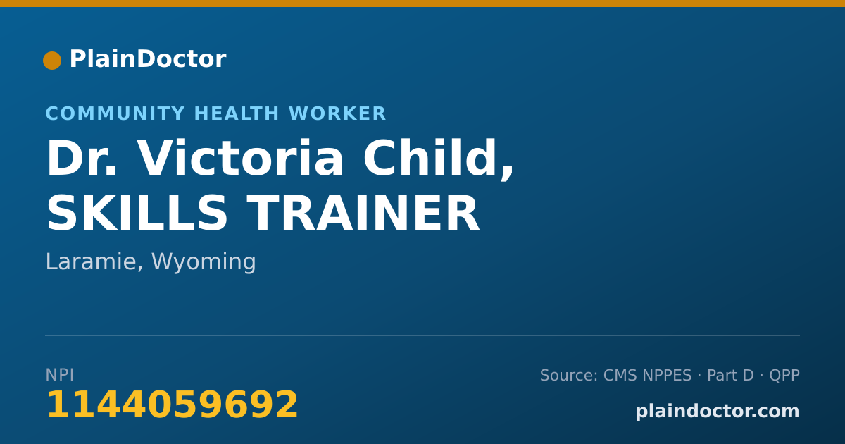 Shareable card for Victoria Child, SKILLS TRAINER - Community Health Worker, Laramie, WY