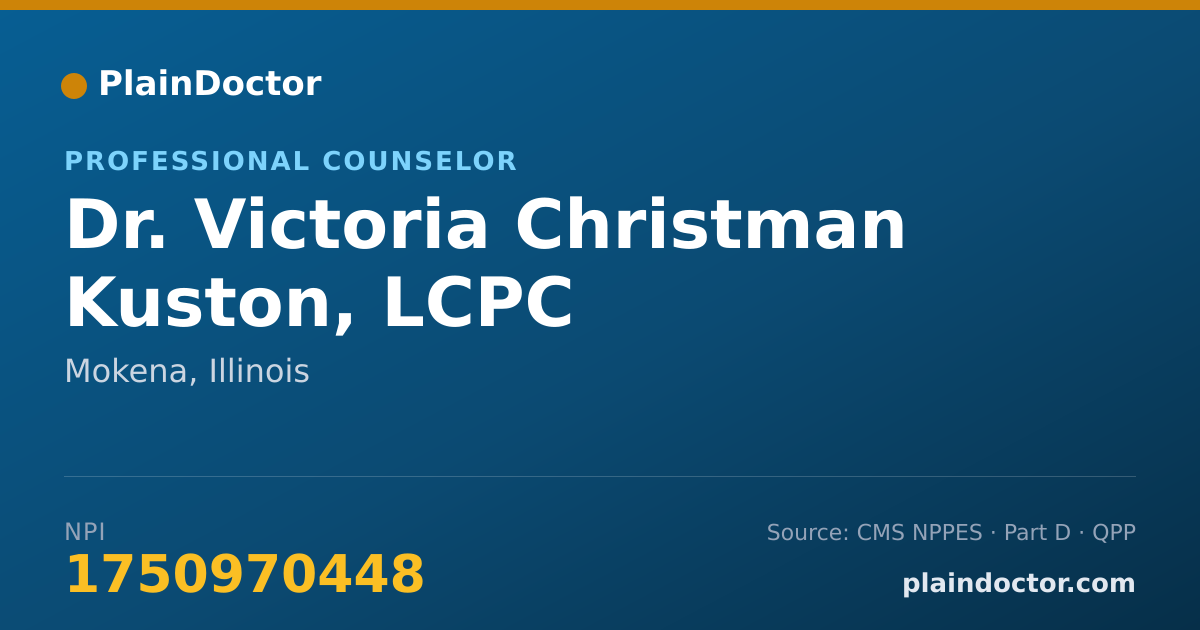 Shareable card for Victoria Christman Kuston, LCPC - Professional Counselor, Mokena, IL