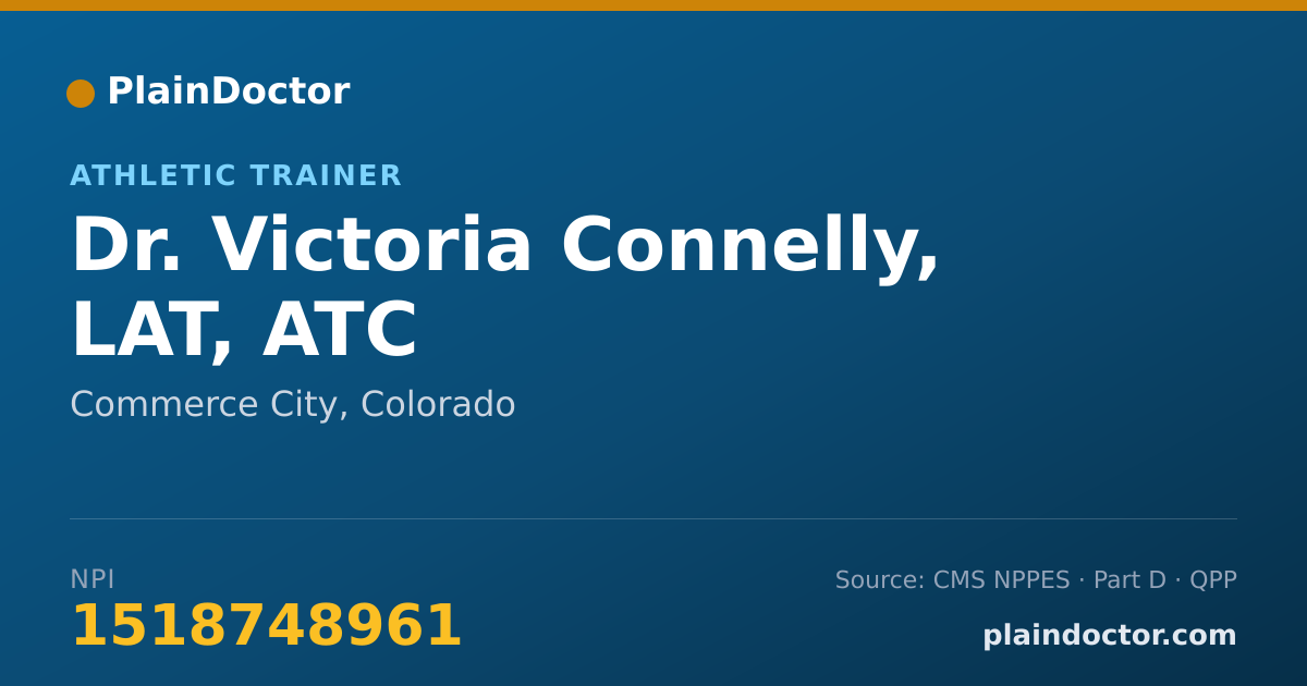 Shareable card for Victoria Connelly, LAT, ATC - Athletic Trainer, Commerce City, CO