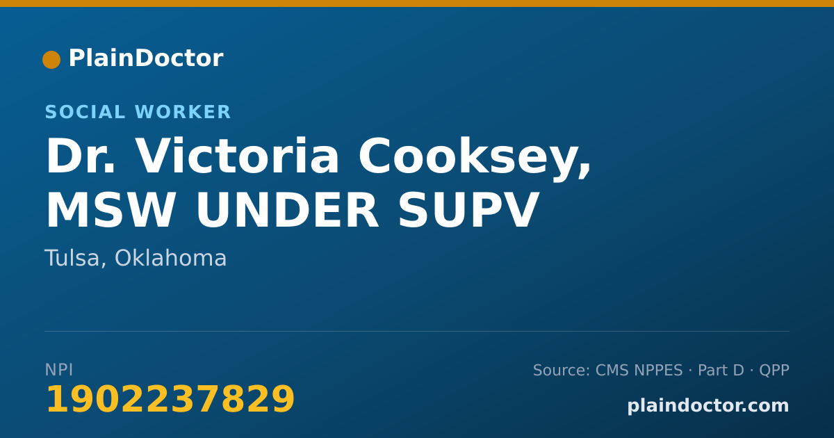 Shareable card for Victoria Cooksey, MSW UNDER SUPV - Social Worker, Tulsa, OK