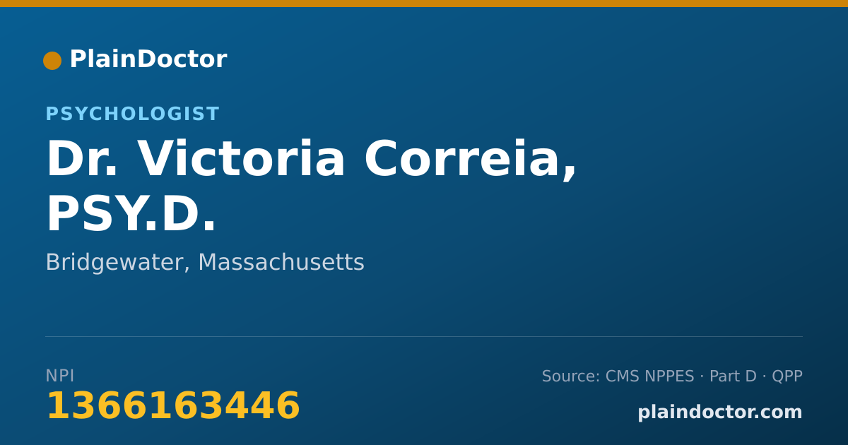 Shareable card for Victoria Correia, PSY.D. - Psychologist, Bridgewater, MA