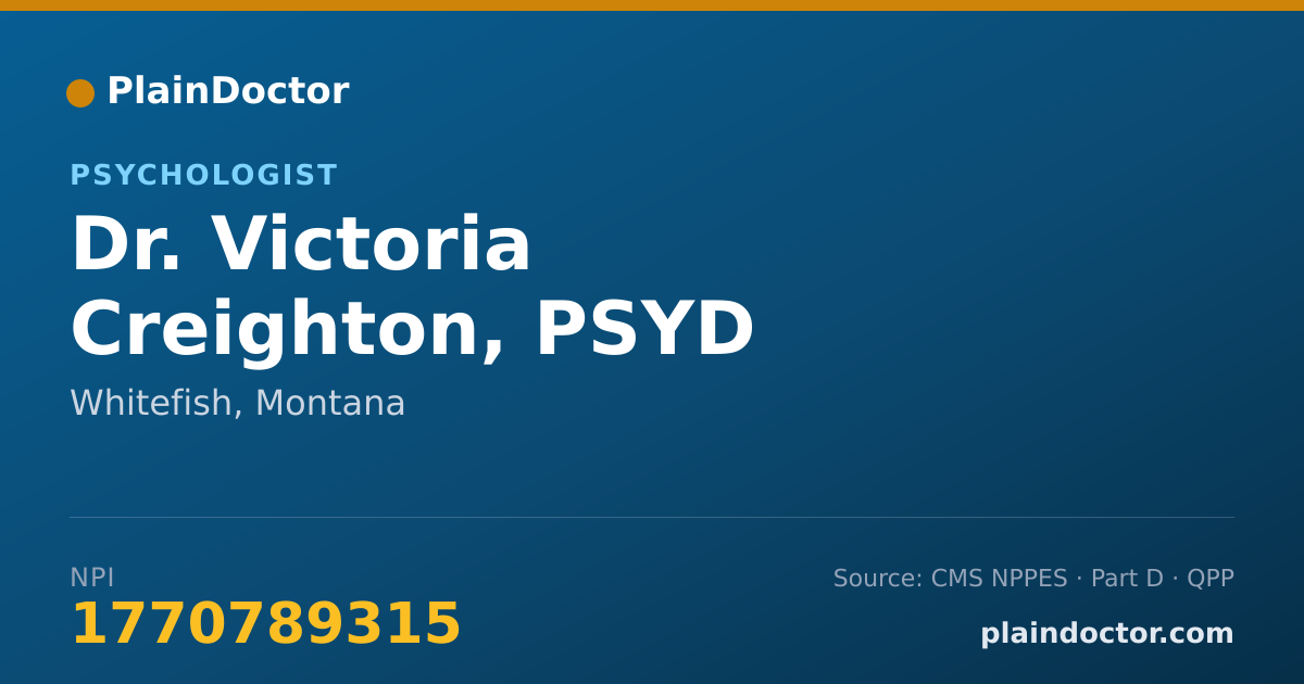 Shareable card for Victoria Creighton, PSYD - Psychologist, Whitefish, MT