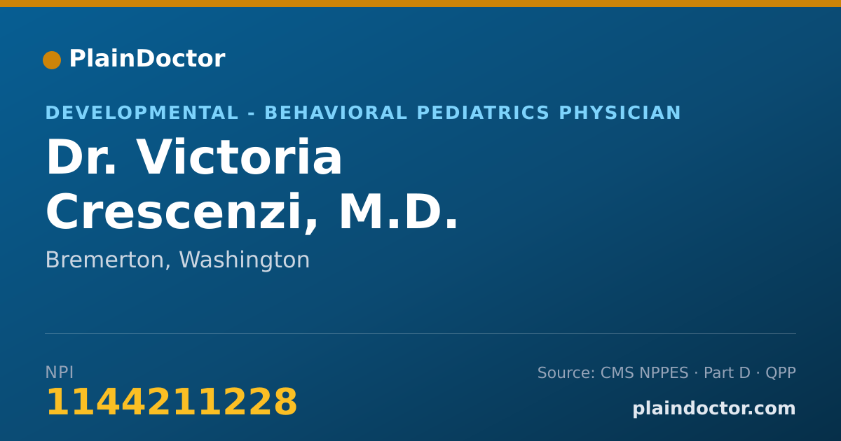 Shareable card for Victoria Crescenzi, M.D. - Developmental - Behavioral Pediatrics Physician, Bremerton, WA