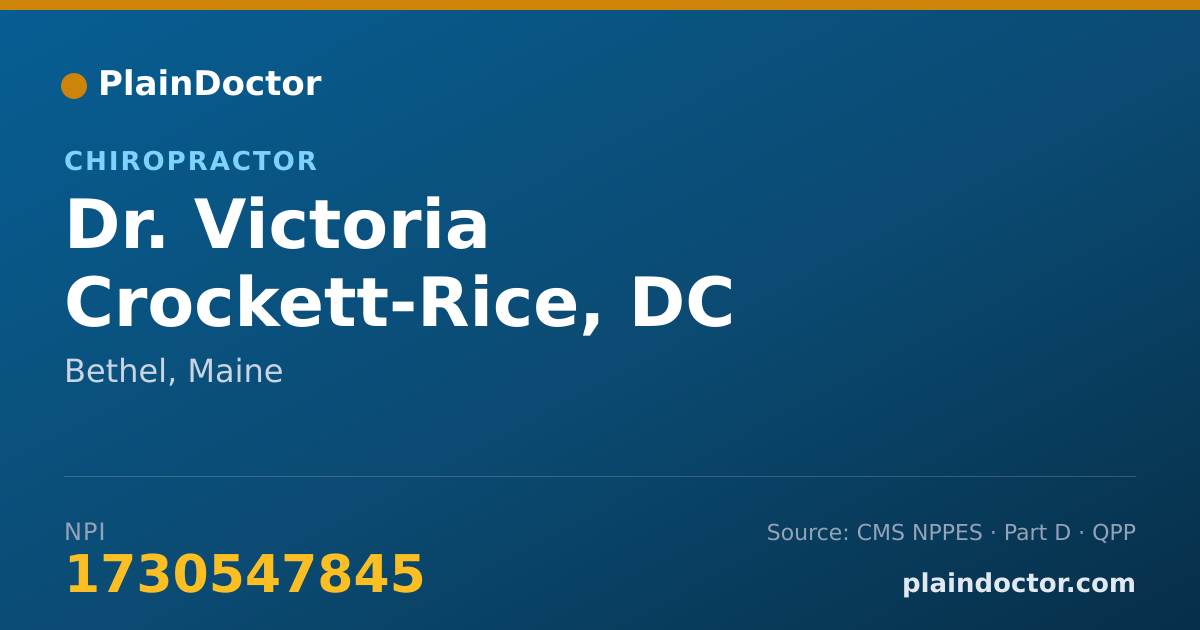 Shareable card for Victoria Crockett-Rice, DC - Chiropractor, Bethel, ME