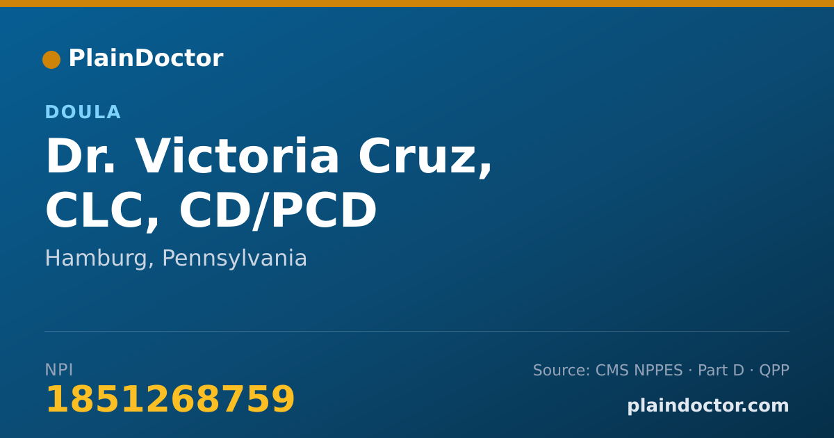 Shareable card for Victoria Cruz, CLC, CD/PCD - Doula, Hamburg, PA