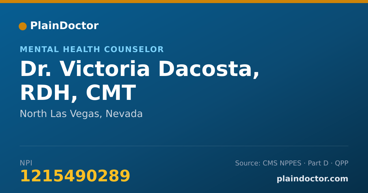 Shareable card for Victoria Dacosta, RDH, CMT - Mental Health Counselor, North Las Vegas, NV