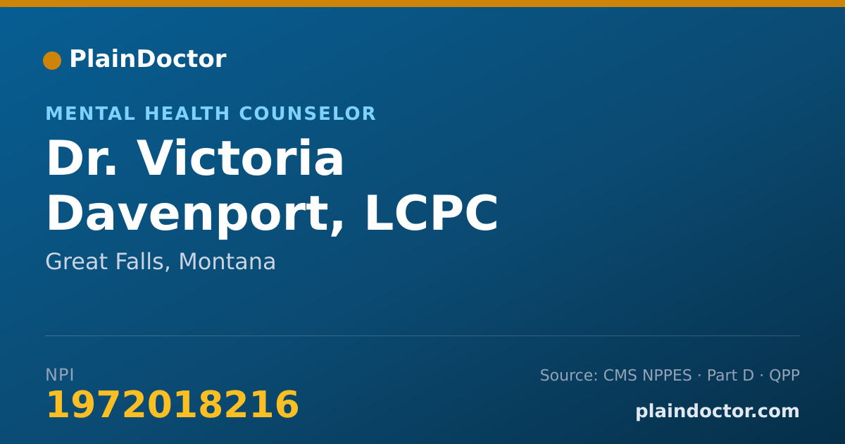 Shareable card for Victoria Davenport, LCPC - Mental Health Counselor, Great Falls, MT