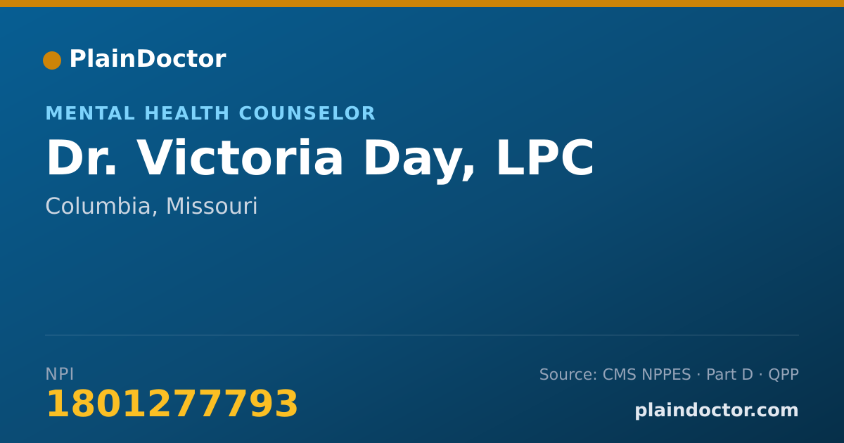Shareable card for Victoria Day, LPC - Mental Health Counselor, Columbia, MO