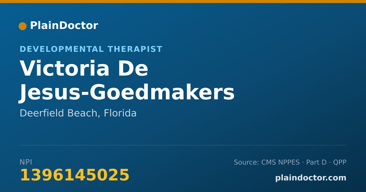 Shareable card for Victoria De Jesus-Goedmakers - Developmental Therapist, Deerfield Beach, FL