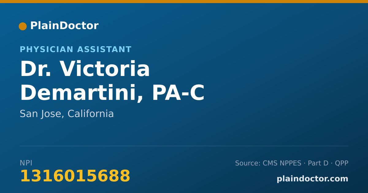 Shareable card for Victoria Demartini, PA-C - Physician Assistant, San Jose, CA