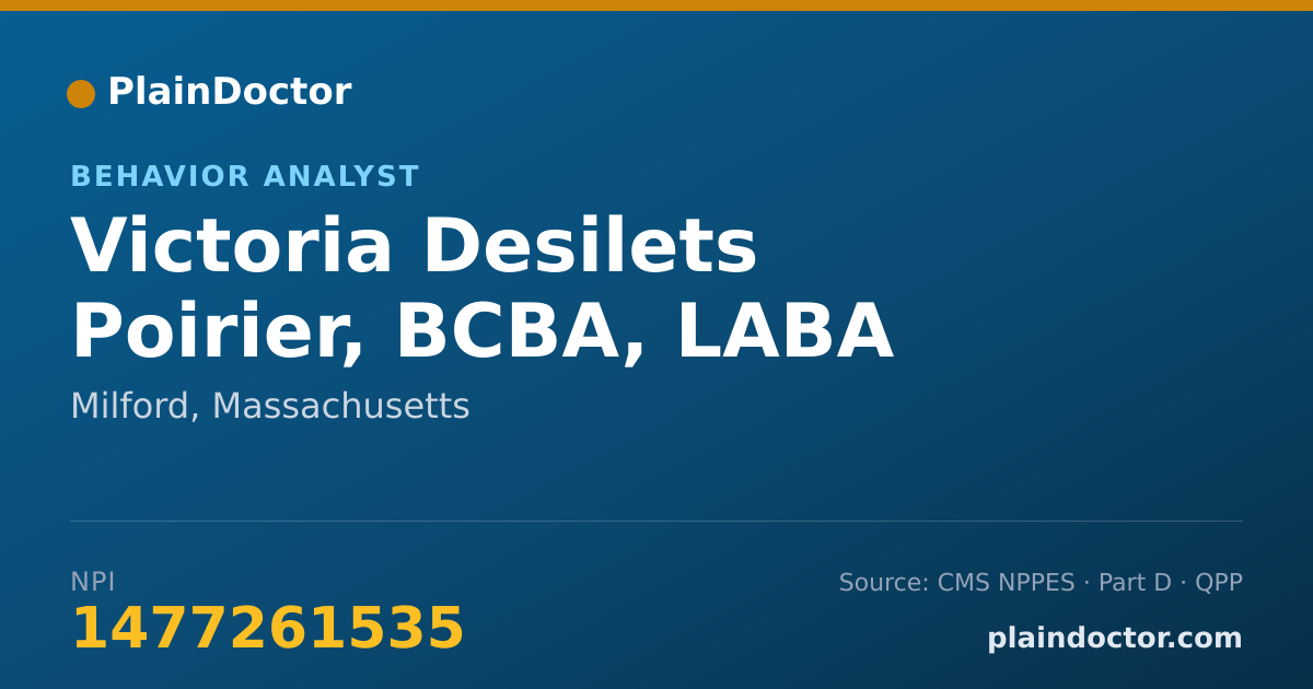 Shareable card for Victoria Desilets Poirier, BCBA, LABA - Behavior Analyst, Milford, MA