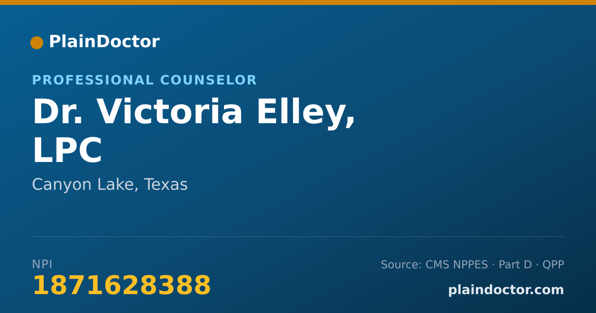 Shareable card for Victoria Elley, LPC - Professional Counselor, Canyon Lake, TX