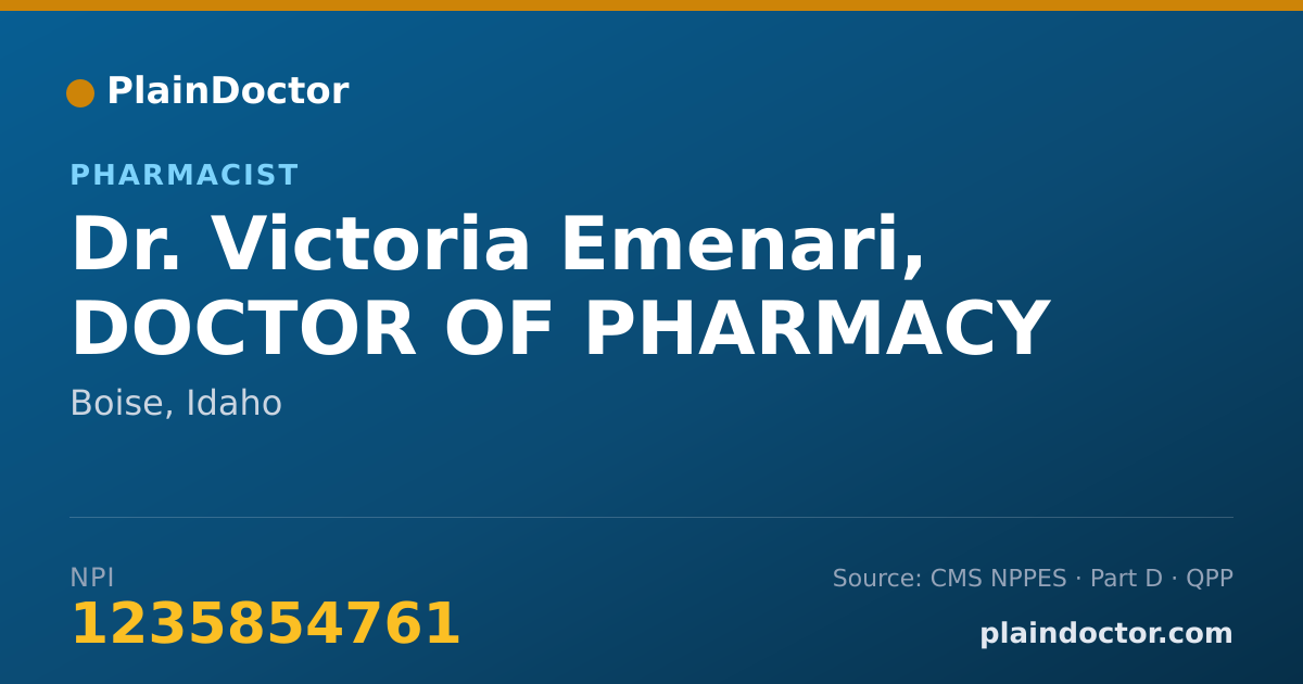 Shareable card for Victoria Emenari, DOCTOR OF PHARMACY - Pharmacist, Boise, ID