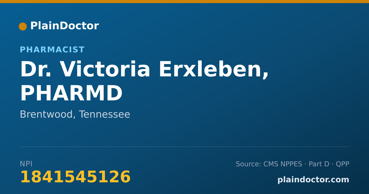 Shareable card for Victoria Erxleben, PHARMD - Pharmacist, Brentwood, TN