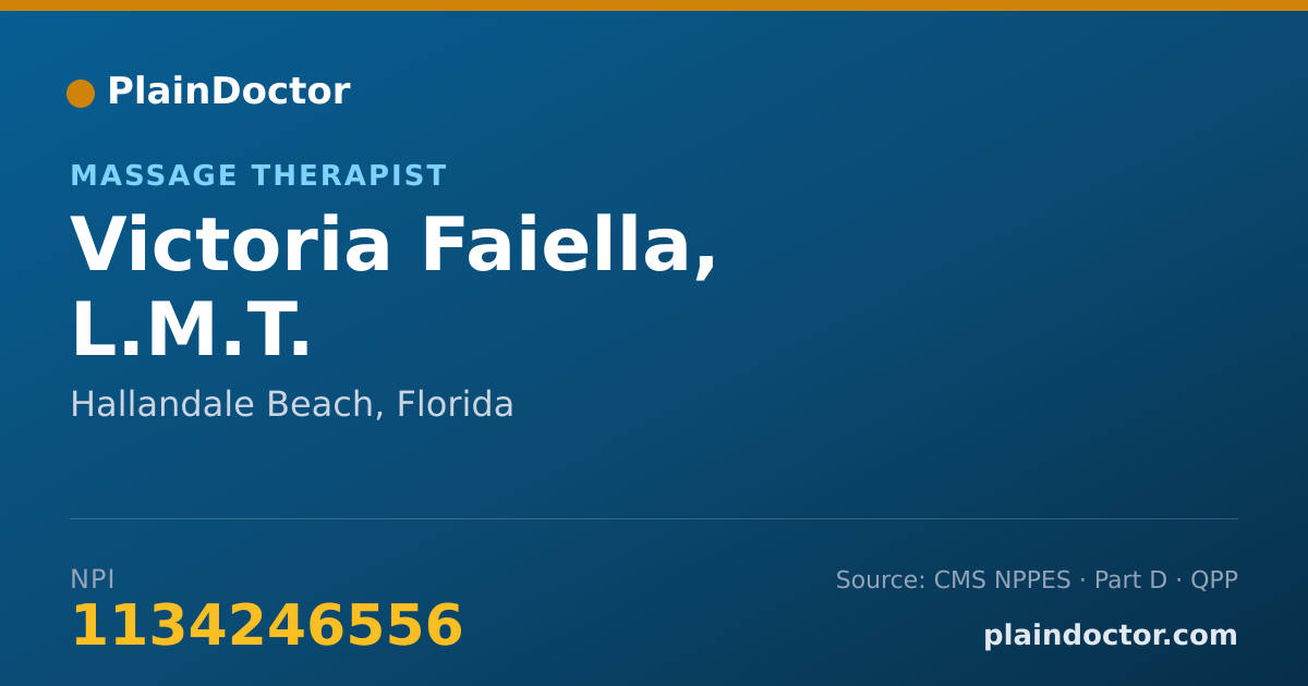Shareable card for Victoria Faiella, L.M.T. - Massage Therapist, Hallandale Beach, FL