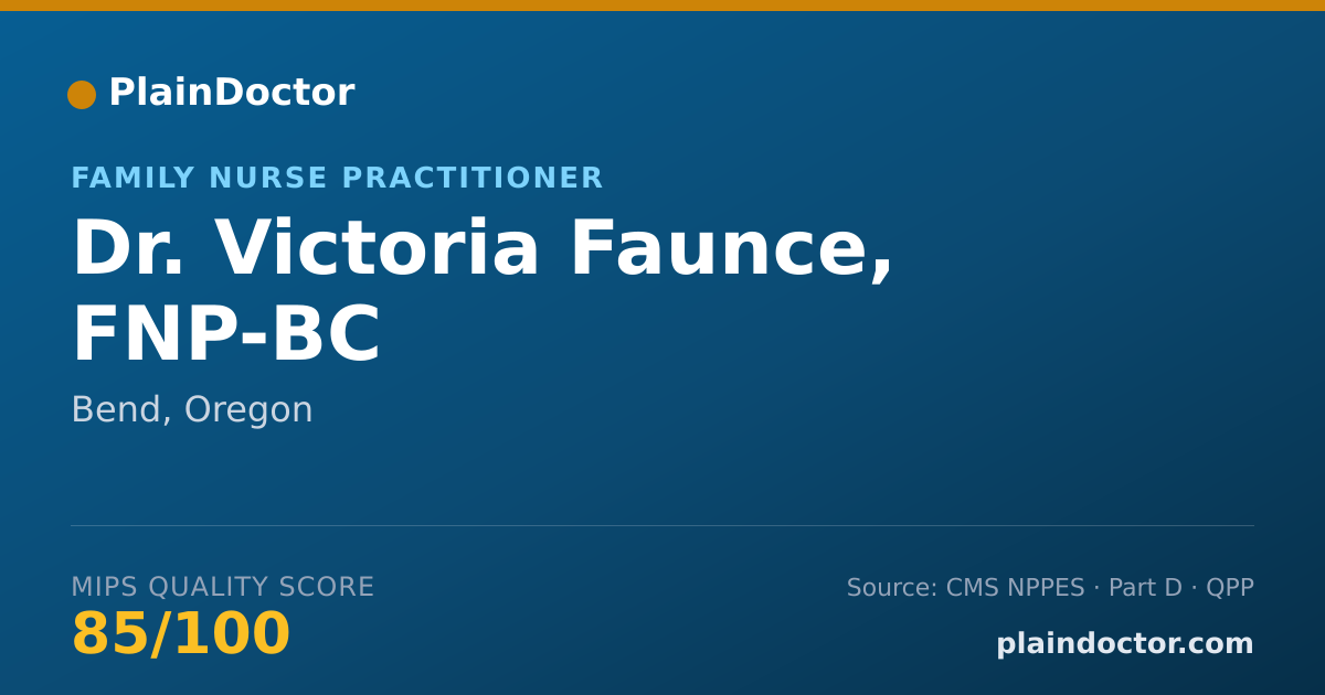 Shareable card for Victoria Faunce, FNP-BC - Family Nurse Practitioner, Bend, OR