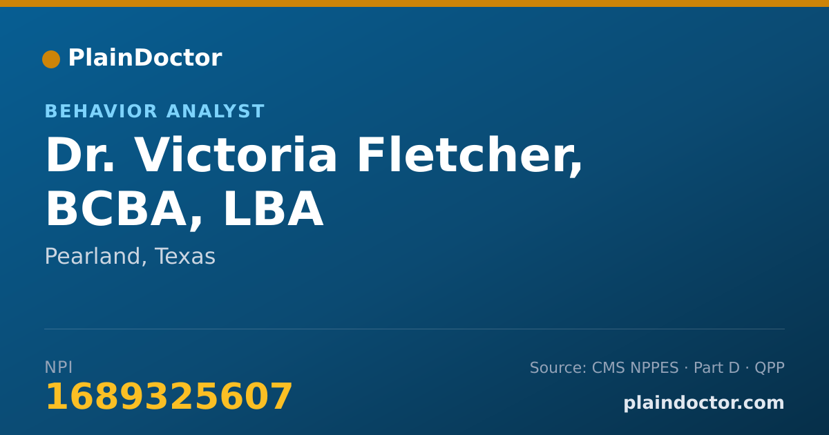 Shareable card for Victoria Fletcher, BCBA, LBA - Behavior Analyst, Pearland, TX