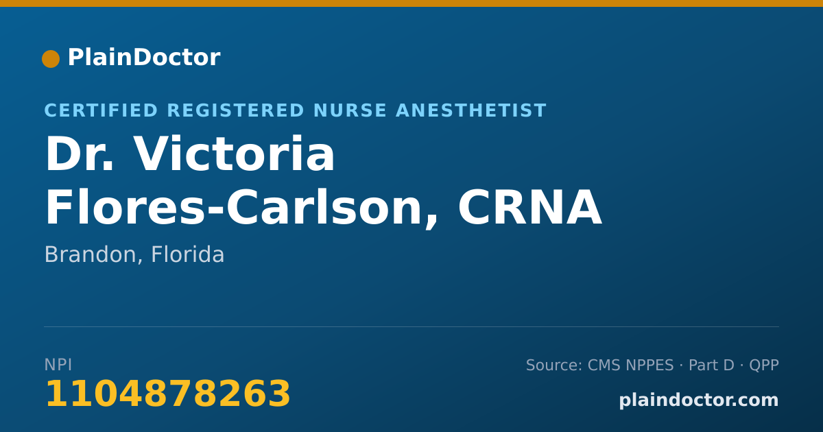 Shareable card for Victoria Flores-Carlson, CRNA - Certified Registered Nurse Anesthetist, Brandon, FL