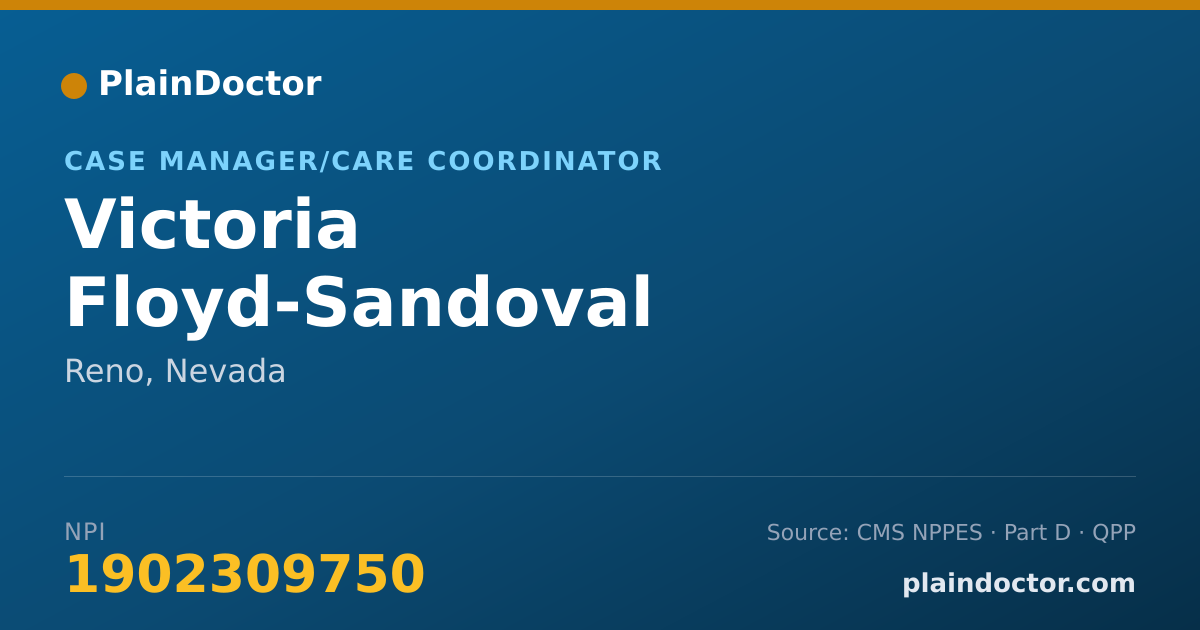 Shareable card for Victoria Floyd-Sandoval - Case Manager/Care Coordinator, Reno, NV